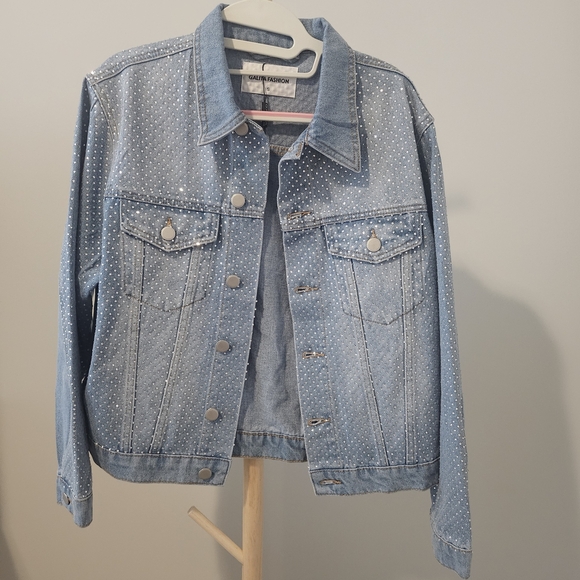 Galita Fashion Blue Denim Rhinestone Jacket, Size S (NWT) - Picture 3 of 5